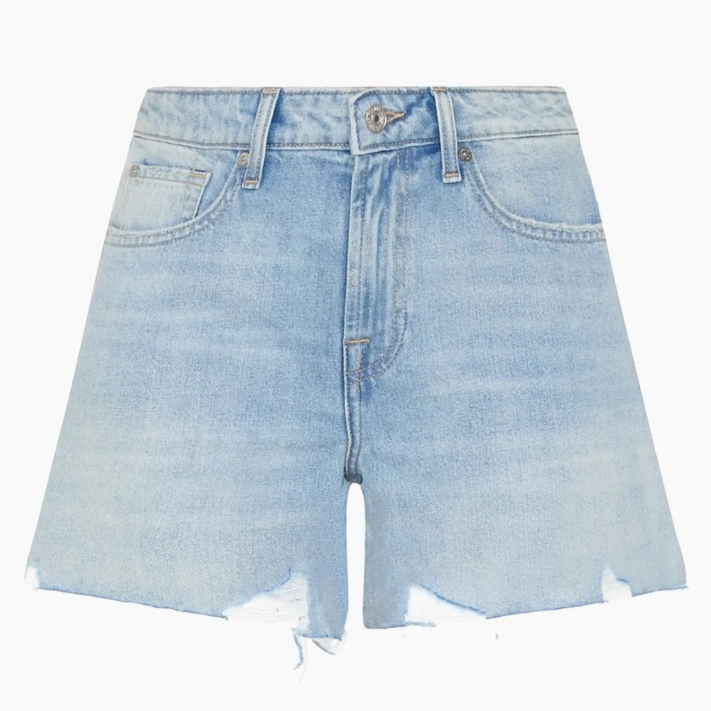 NWT 7 For All Mankind Monroe Distressed Denim Shorts Size 24 Blue